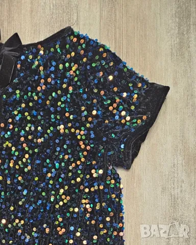 Детска черна рокля с пайети, снимка 4 - Детски рокли и поли - 48092619