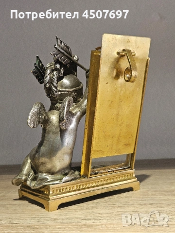 изящно бронзова Настолна рамка на  Купидон от 19 - ти век., снимка 3 - Антикварни и старинни предмети - 53793166