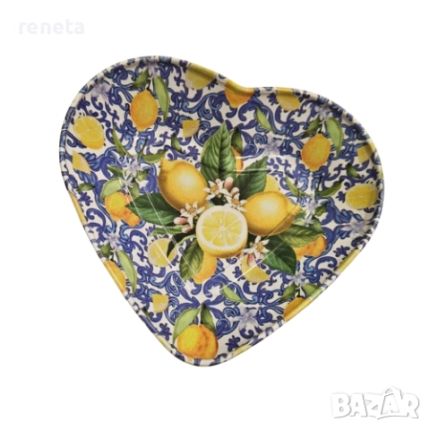 Купичка за ядки, Сърце с лимони, Метална, 9х9х3 см, снимка 1
