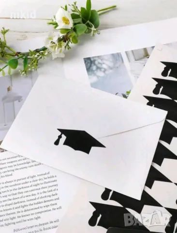 Тога завършване Абитуриент бал шапка самозаепващ стикер лепенка лепенки стикери декор украса, снимка 3 - Други - 50354134