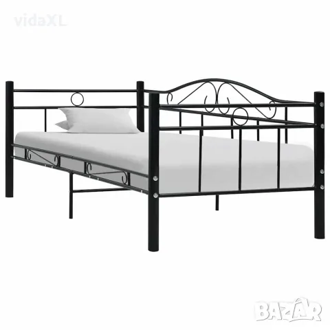 vidaXL Рамка за дневно легло, черна, метал, 90x200 см