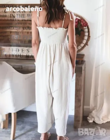 Едноцветен дамски гащеризон без ръкави с висока талия, 4цвята , снимка 5 - Гащеризони - 49736382