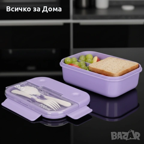 Кутия за обяд Cheffinger с 3 отделения, вилица и лъжица , снимка 3 - Кутии за храна - 53224362