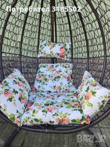 Градинска люлка от PVC ратан с метална конструкция, снимка 7 - Градински мебели, декорация  - 50813632
