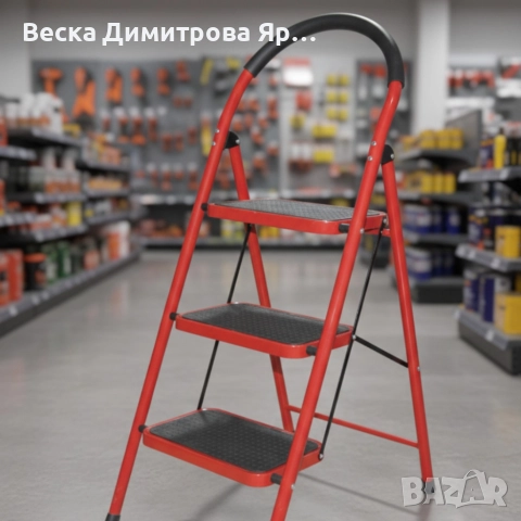 Лека сгъваема стълба – 3 Стъпала, до 150 кг, супер компактно прибиране, снимка 2 - Други стоки за дома - 52762272