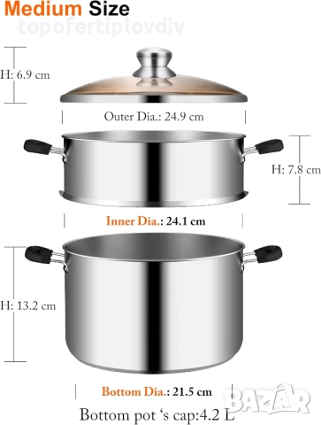 Тенджера за готвене на пара VENTION,4.2 Liter, снимка 5 - Съдове за готвене - 53654619