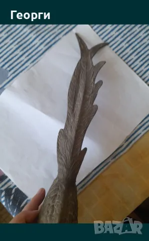 Голяма бронзова птица, снимка 10 - Антикварни и старинни предмети - 50109857