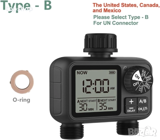 Нов LVSEWOA Цифров таймер за вода с 2 изхода, независимо програмиране на зона A/B, регулируем ..., снимка 2 - Напояване - 51817064