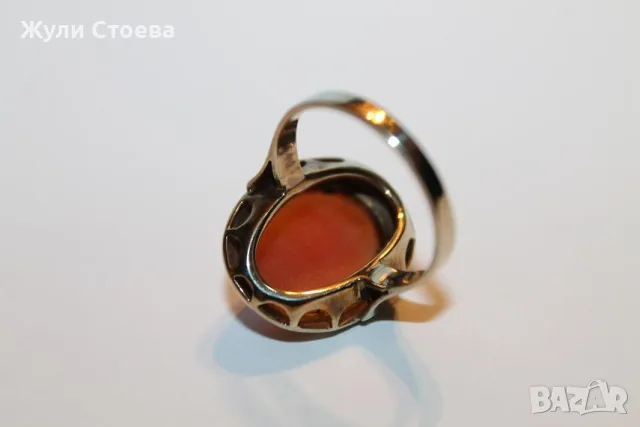 Златен пръстен с камея, снимка 4 - Пръстени - 56237994