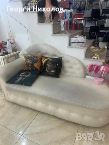 Бежов диван изкуствена кожа, снимка 2 - Дивани и мека мебел - 52412520