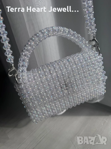 Дамска чанта от кристални мъниста в цвят русалка , снимка 5 - Чанти - 52502197