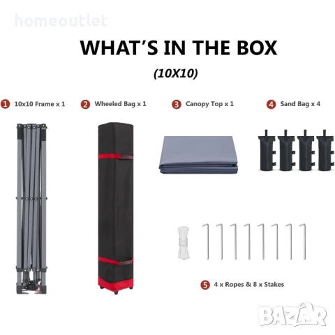 ПРОМОЦИЯ Шатра ABCCANOPY (BEACH COMPACT CANOPY) X0019T111V, GRAY, снимка 3 - Градински мебели, декорация  - 50849638