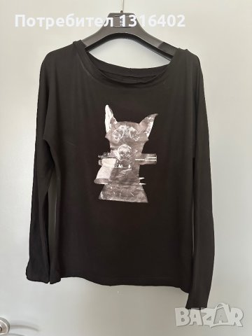 Черна блуза със щампа, размер S, снимка 1