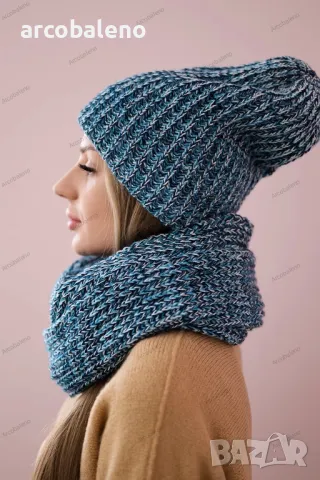 Дамски зимен комплект шапка и шал Bona, 3цвята , снимка 6 - Шапки - 48319742