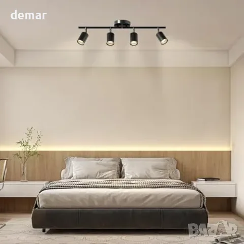 Таванен LED спот Lightbiz с 4 въртящи глави и 4 крушки GU10, снимка 7 - Лампи за таван - 55827425
