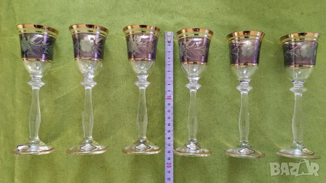 Стар сервиз 6 чаши Арт Бохемия. , снимка 4 - Чаши - 41245970
