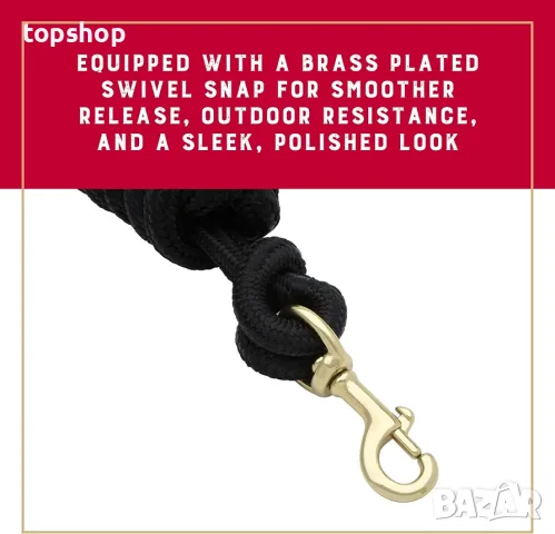 Чисто Ново Каубойско въже / повод за коне Weaver Equine Poly Cowboy Lead (3 м) | Месинг   , снимка 5 - Коне - 56171968