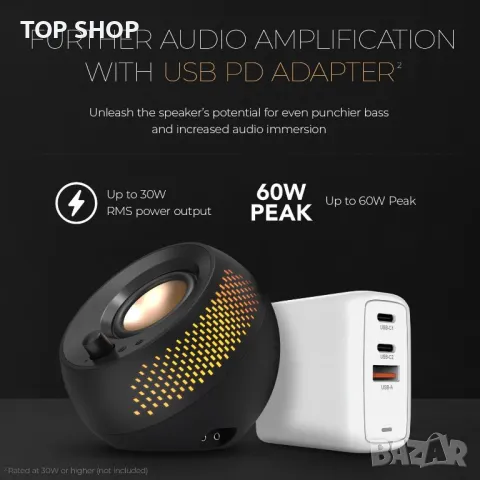 CREATIVE Pebble X Plus 2.1 USB-C високоговорители със субуфер и RGB, снимка 3 - Тонколони - 49937967