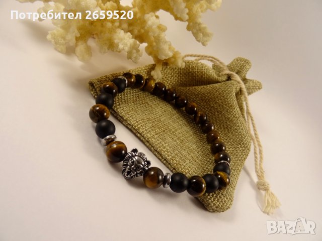 Водоустойчива мъжка гривна от естествени камъни, снимка 3 - Гривни - 39777000