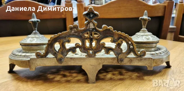 Масивна антикварна двойна мастилница (писалищен прибор), снимка 12 - Антикварни и старинни предмети - 55922250