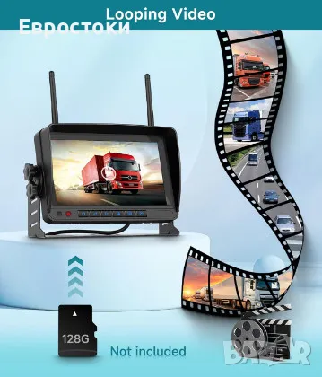 PODOFO комплект камери за заден ход с монитор, 2 х безжични AHD камери + монитор 7 инча, HD цифров , снимка 6 - Аксесоари и консумативи - 49427760