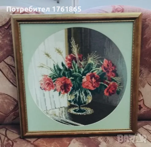 гоблен “Цветя” шит с дмц конци