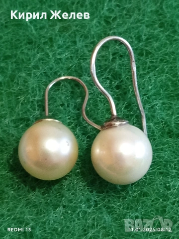 Винтидж сребърни обеци с естествени Перли ювелирна изработка Ретро Арт бижу 52759
