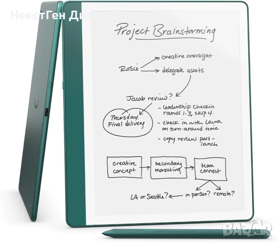 Amazon Kindle Scribe 64GB 2024 Metallic Jade + Premium Pen | Нов | 24м Гаранция