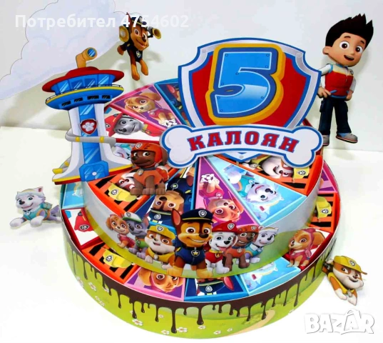 Картонена торта на тема "Пес патрул", снимка 3 - Други - 53771031