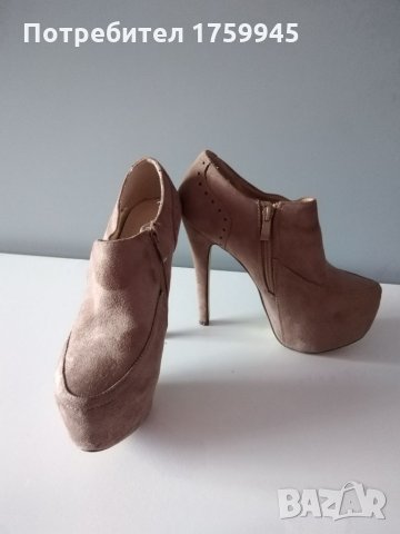 Дамски високи велурени обувки , снимка 5 - Дамски обувки на ток - 35900177