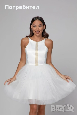 Елегантна бяла рокля Junona, снимка 2 - Рокли - 51606923