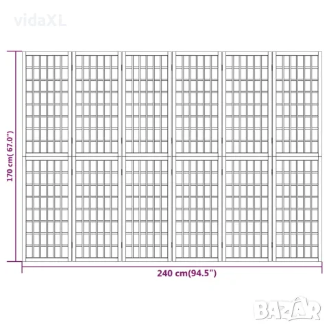 vidaXL Параван за стая, 6 панела, в японски стил, 240x170 cм, снимка 7 - Паравани - 56147245