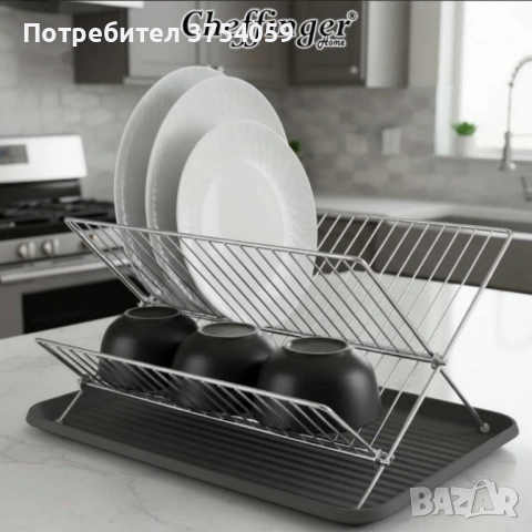 Двуетажен сушилник за съдове Cheffinger от неръждаема стомана с тава за отцеждане – здравина и ред , снимка 2 - Други стоки за дома - 53174168