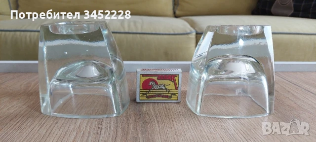 свещници стъклени два броя отлични , снимка 7 - Декорация за дома - 51392816