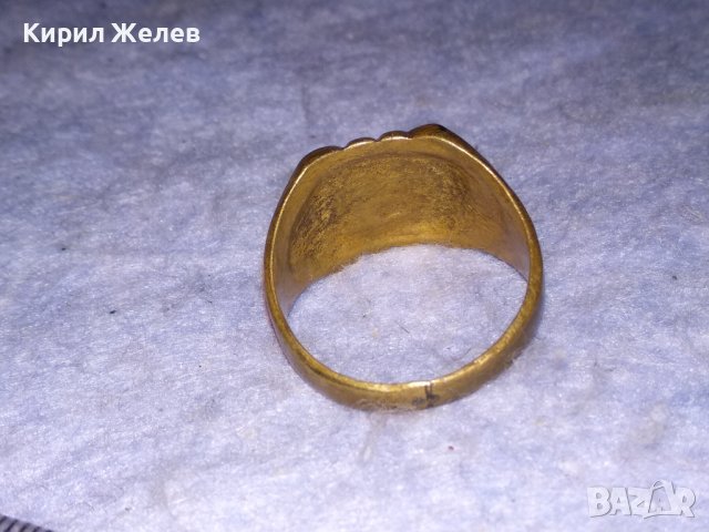 СТАРИНЕН ОРНАМЕНТИРАН БРОНЗИРАН КЛАСИЧЕСКИ РЕТРО ПРЪСТЕН с ФАСЕТИРАН КРИСТАЛ  РЪЧНА ИЗРАБОКА 29670, снимка 6 - Антикварни и старинни предмети - 40552649