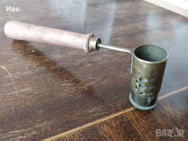 Старинна френска бронзова мярка за барут, военноморска 1850-1910, отлично състояние, снимка 1