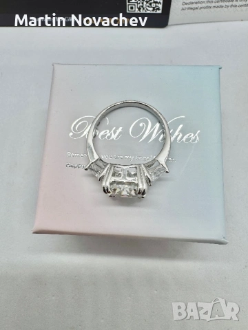 Сребърен пръстен с мойсанит (Диамант) 5 карата, снимка 11 - Пръстени - 53423732