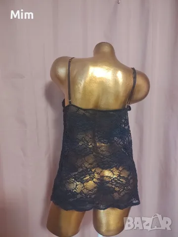 M/L Тъмно син дантелен къс топ , снимка 4 - Корсети, бюстиета, топове - 55795299