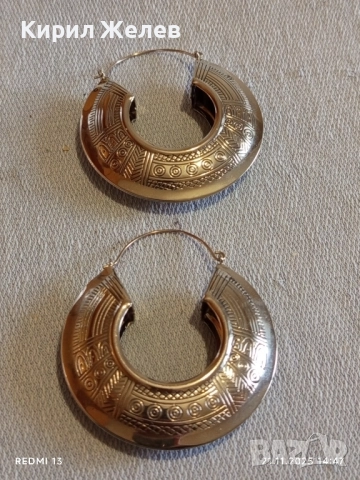 ГОЛЕМИ ОБЕЦИ в РЕТРО КРЕОЛСКИ СТИЛ със СРЕБРИСТО ПОКРИТИЕ и АЦТЕЦКИ ДИЗАЙН 12171, снимка 4 - Обеци - 52493243