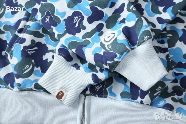 Суитчър Bape Military Blue A Bathing Ape Camouflage Син Hoodie Jacket Унисекс Размер M - L Суичър, снимка 7 - Суичъри - 40512273