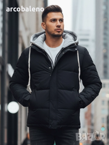 Мъжко зимно ватирано яке с качулка, 4цвята , снимка 4 - Якета - 52478204