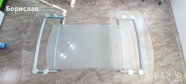 Стъклена трапезна маса на две нива., снимка 4 - Маси - 51790239