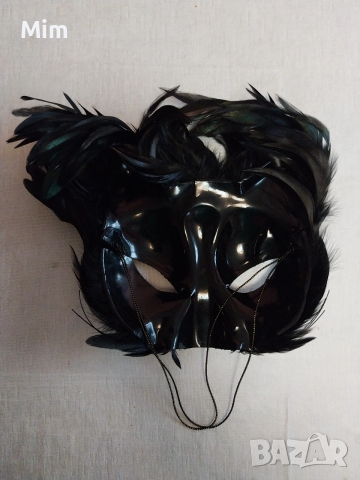Черна маска от естествени пера, снимка 3 - Аксесоари за коса - 53776279