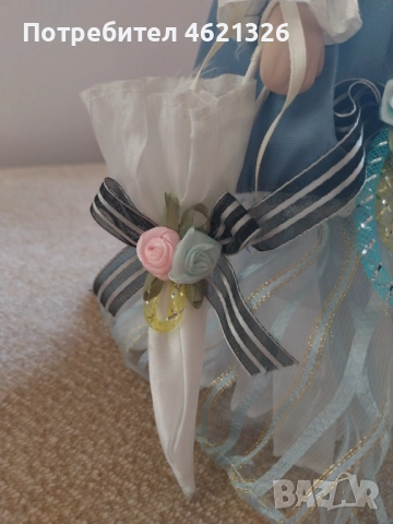 Винтидж немска порцеланова кукла в празнична рокля като ново, снимка 7 - Декорация за дома - 52155771