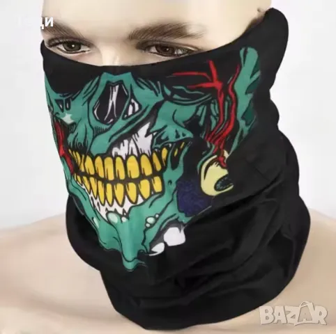 Маска за лице с череп черно зелена, снимка 2 - Други - 49110944