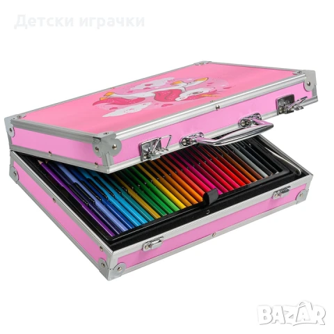 Детско куфарче за рисуване Еднорог, 145 части, Син/розов , снимка 9 - Други - 48476914
