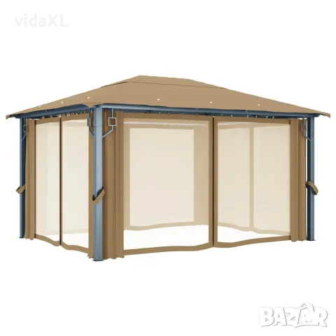 vidaXL Шатра със завеси, 400x300 см, таупе, алуминий, снимка 3 - Къмпинг мебели - 56146613