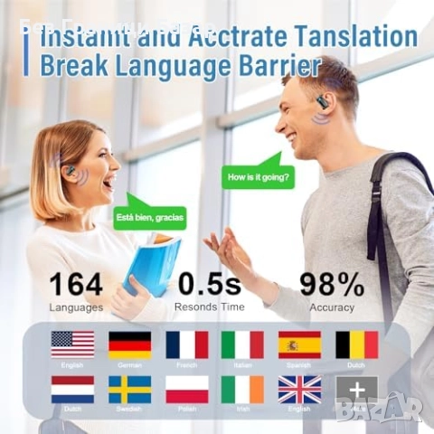 Нови Bluetooth слушалки с AI превод, ENC шумопотискане, 164 езика, снимка 2 - Bluetooth слушалки - 52772745