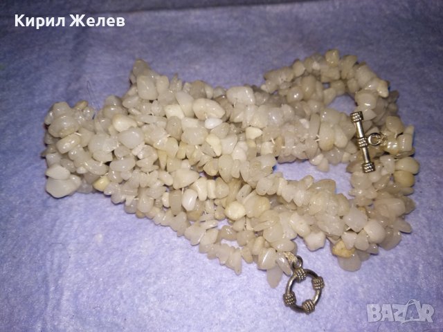 ПРЕКРАСНО КОЛИЕ ОГЪРЛИЦА от НАТУРАЛЕН БЯЛ ОПАЛ КАМЪЧЕТА РЪЧНО НАНИЗАНИ 34675, снимка 12 - Колиета, медальони, синджири - 39190636