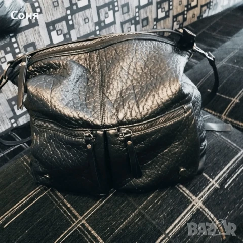 Дамска чанта черна тип торба с дълга и къса дръжка, снимка 12 - Чанти - 50917480